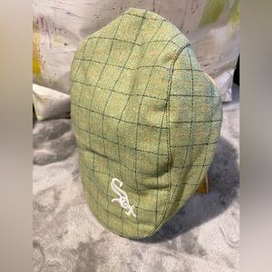 Chicago White Sox flat top hat, green plaid.